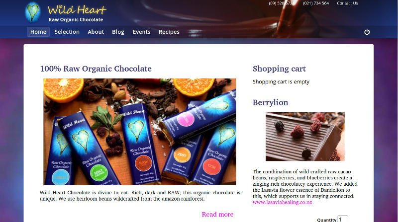 Wildheart Chocolate home page